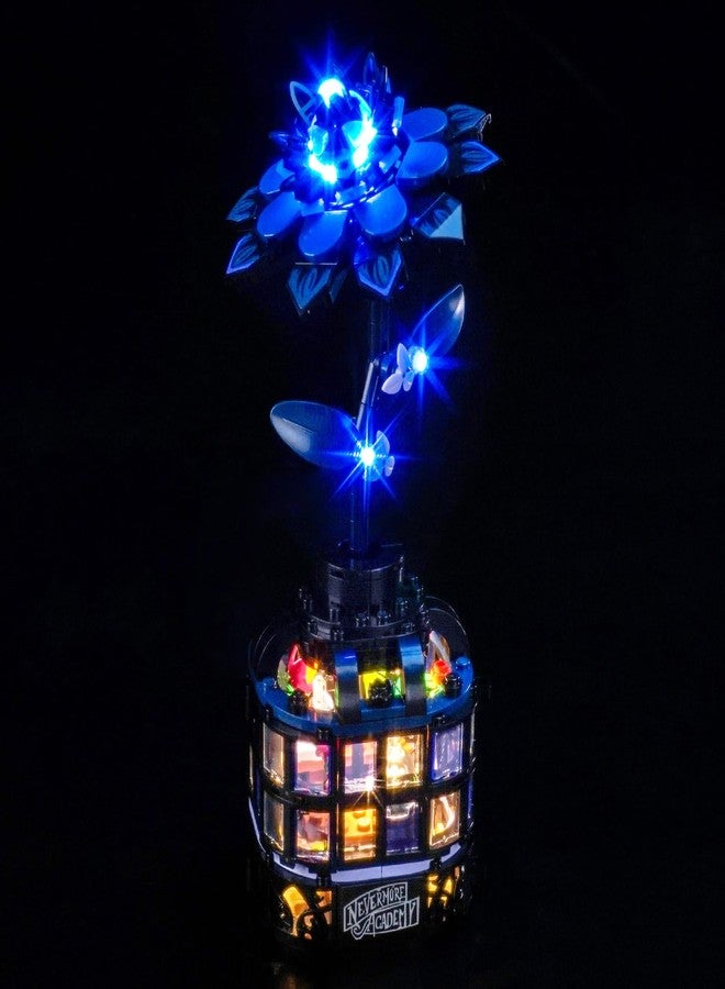 طقم إضاءة LED من بريك بلينج متوافق مع مجموعة ليجو وينزداي، زهرة داليا سوداء، إضاءة إبداعية متوافقة مع ليجو 76784، فكرة هدية رائعة لأعياد الميلاد - لا يشمل قطع الليجو. - Image 1